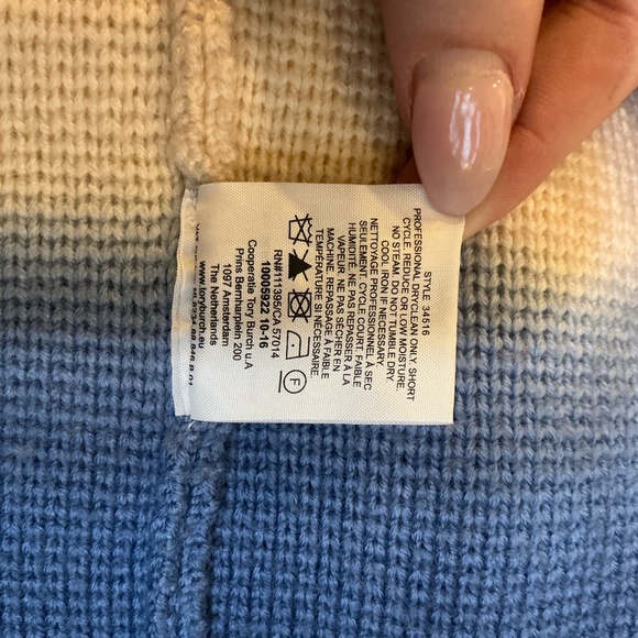 Tory Burch Ombre Gradient Double Breasted Wool Jacket Blue White Size M - Picture 13 of 14